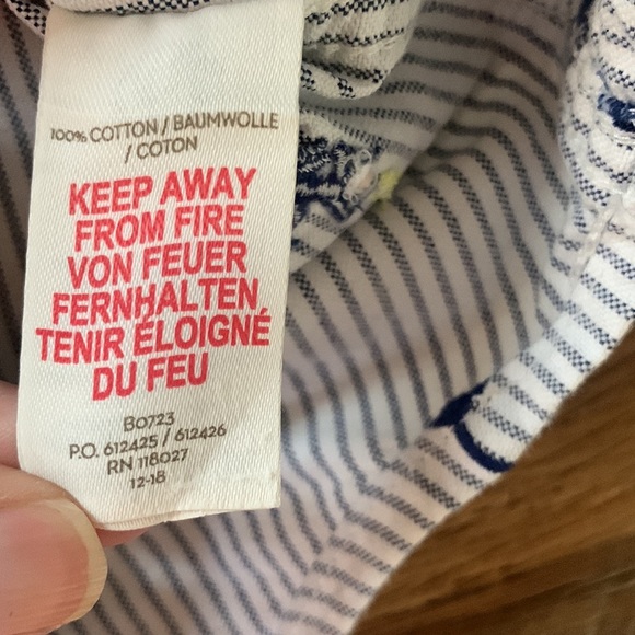 4-5 Mini Boden Blue Striped Monkey Button Down Shirt - Picture 10 of 11